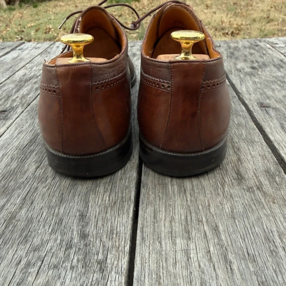 Paolo De Marco Mens Brown Leather Brogue Cap Toe Derby Dress Shoes Size 11 Spain - Picture 4 of 11